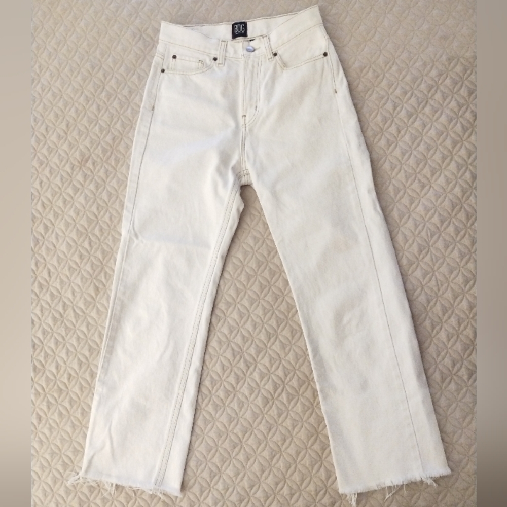 BDG Urban Outfitters High Rise Classic Straight Leg Cowboy Jeans Raw Hem 26